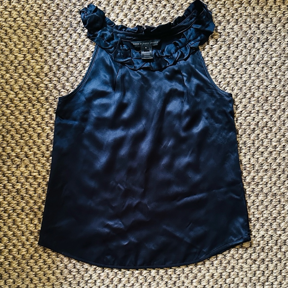 Marc By Marc Jacobs Navy Ruffle Blouse